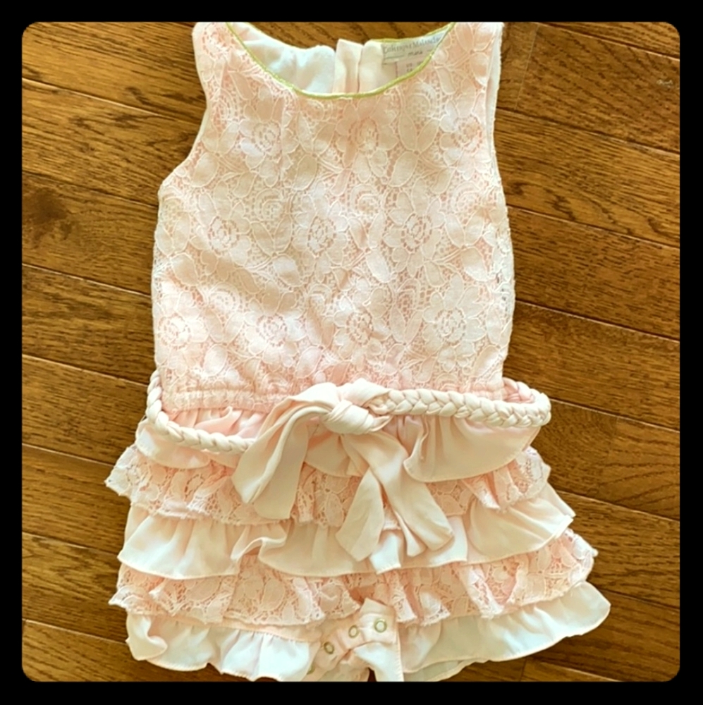 Catherine Malandrino Blush pink lace romper